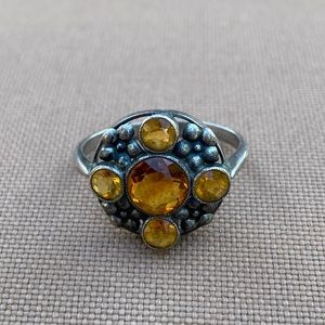 Amber Gems and Floral Ring